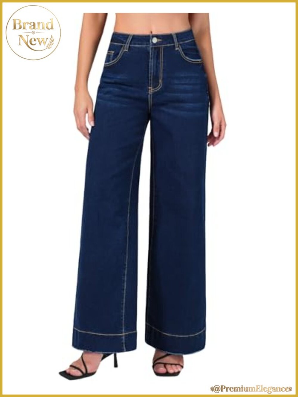 Stretchy Wide Leg High-Waisted Baggy Denim Jeans Casual